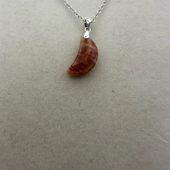 Sunstone Crescent Moon Pendant Necklace - Picture 3 of 13